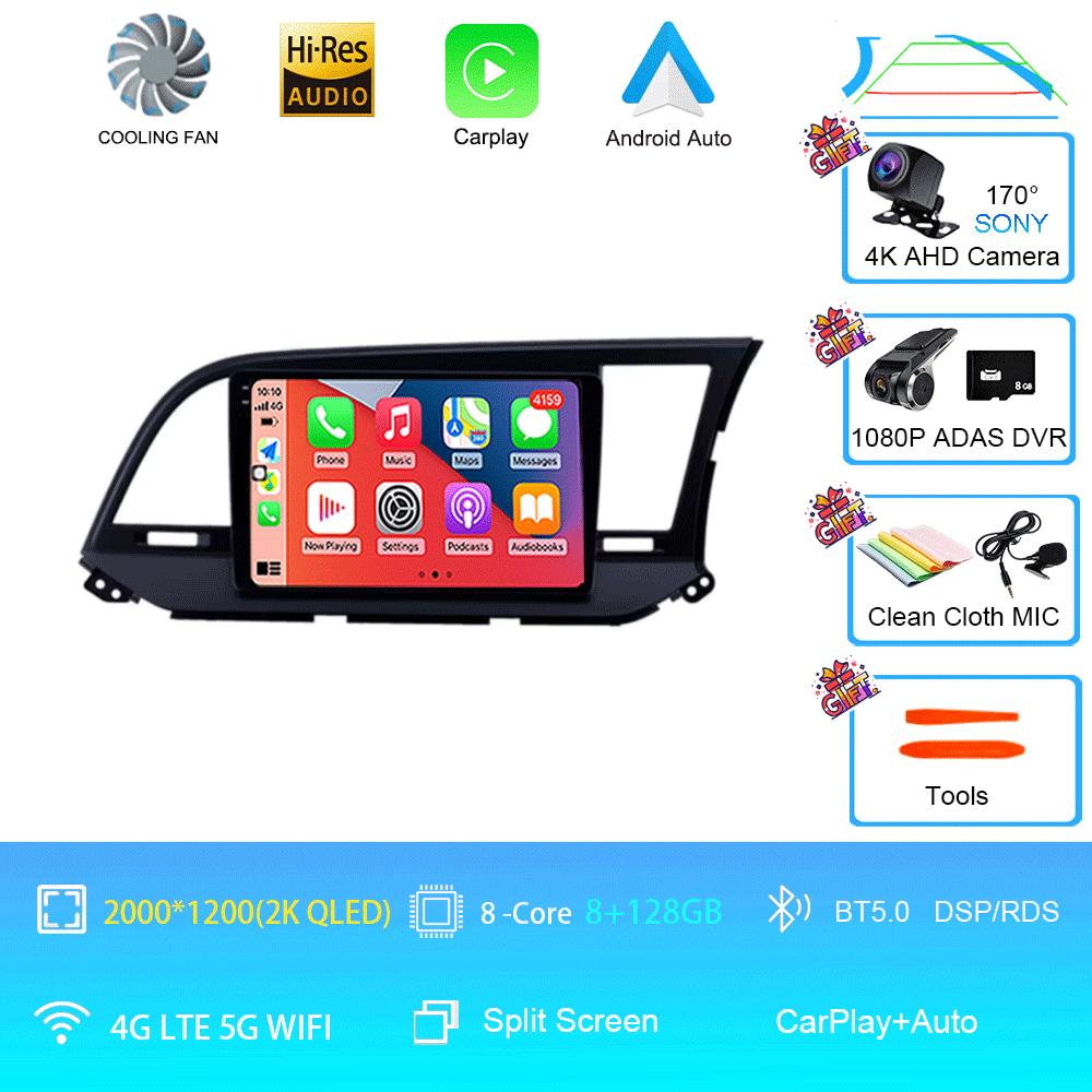 Автомобильное радио Android 14 для Hyundai Elantra 6 2015 2016 2017 2018 Мультимедийный видеоплеер GPS-навигация Разделенный экран DPS 360 камера