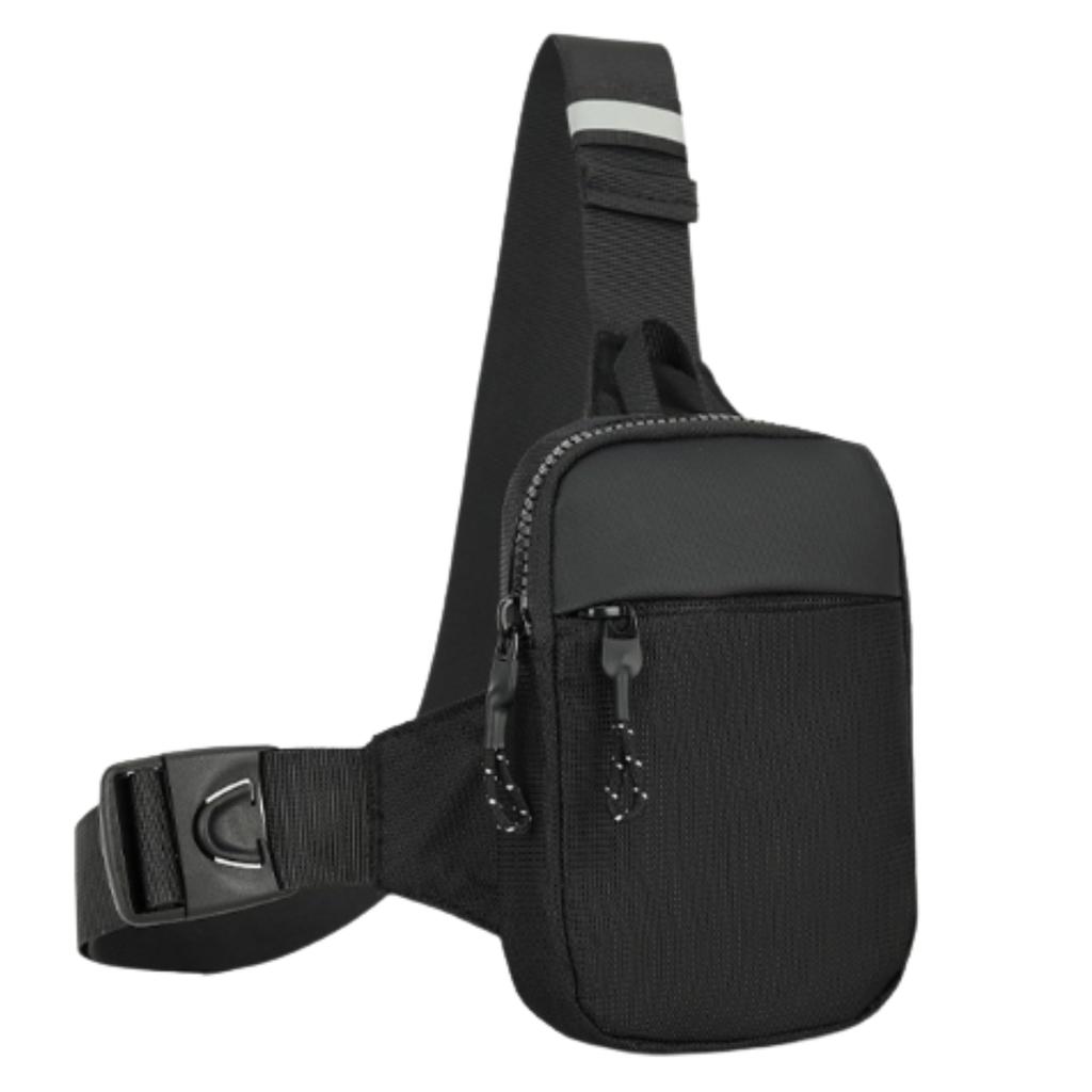 East Leaf Running Pouch, Shoulder Bag, Crossbody Bag for Men, Smartphone Storage, 2 Pockets, Black