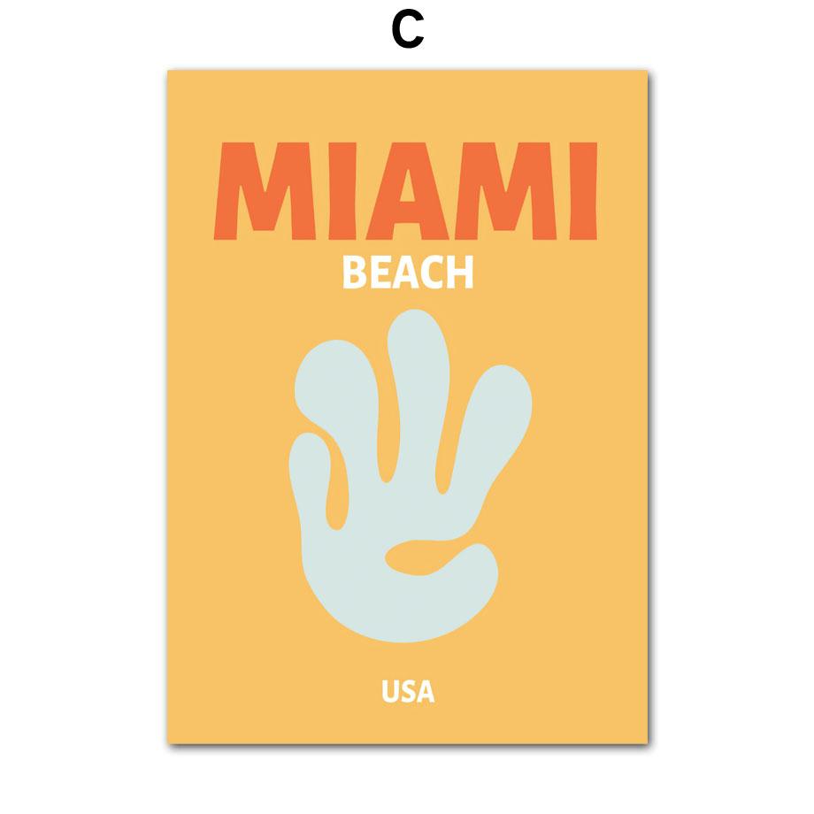 Знаменитый Город Путешествий Майами Бонди Пальмы Капри Настенное Искусство Холст Живопись Абстрактные Постеры Принты Картины Для Гостиной Домашний Декор