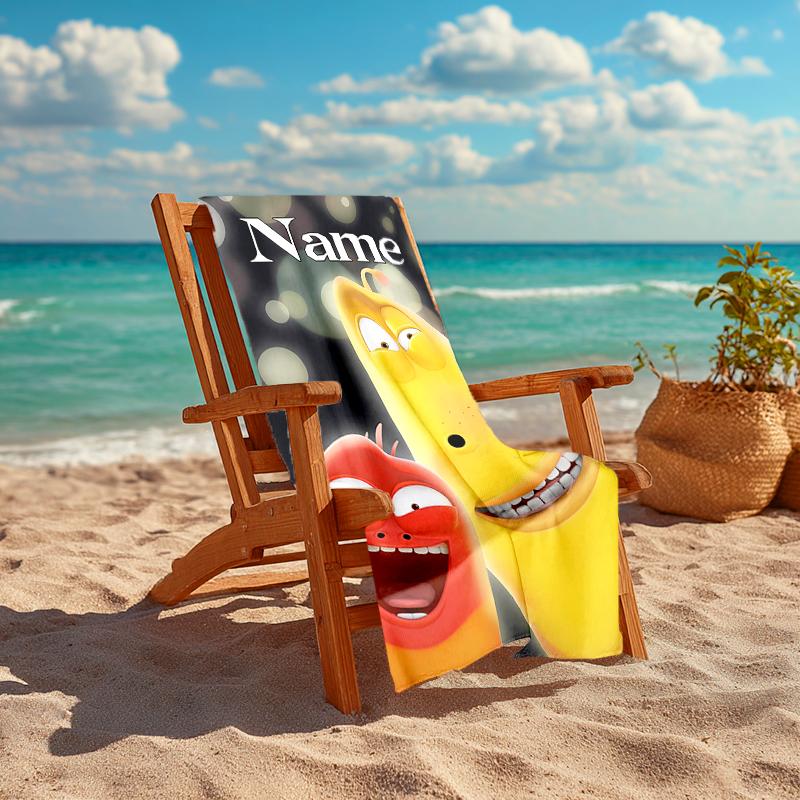 Personalized customized proof beach towel with Larva pattern - soft, absorbent,quick-drying,perfect swimming,camping&bathing