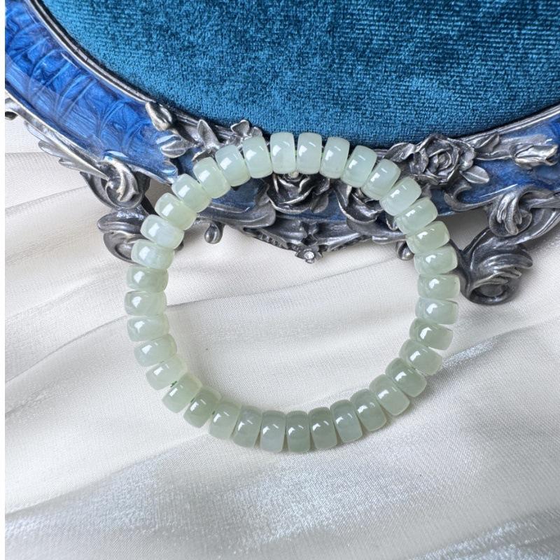 Natural Hetian jade separator pieces in clear water green and ice clear white diy Bracelet abacus beads, spacer beads, star and moon Bodhi beads