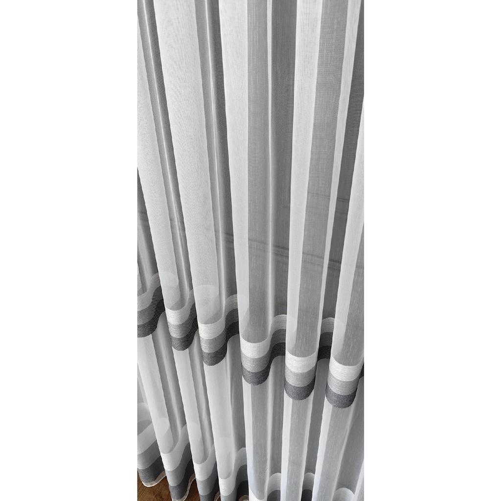 Серый антрацитовый горизонтальный полосатый 1/3 плотная складка тюль экрю занавеска Не мнется Не требует глажки