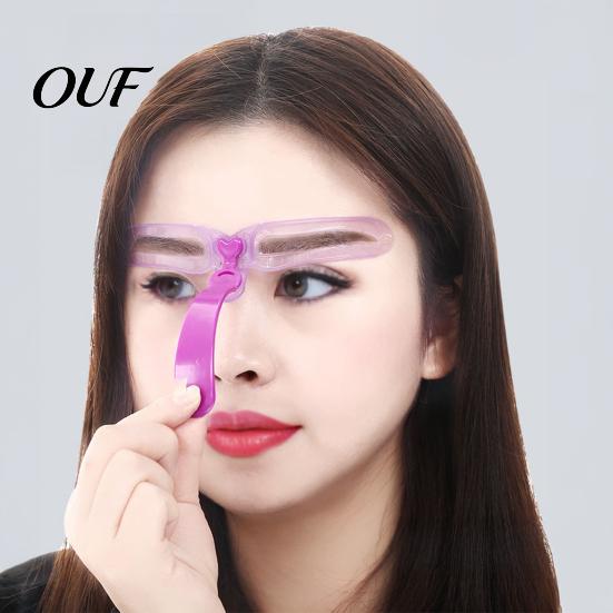 Easy Brow Shaping Tool 1/2 Sets Eyebrow Stencil Kit, 8 Shape Template with Handle & Headband, Reusable Drawing Guide Tools for Women Beginner Kit