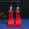 Yunnan Embroidery Fringed Earrings Long Temperament Versatile Cheongsam Earrings Female Retro Bride Chinese Earrings