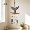 Handmade Beach Vibe Wall Art Lighted Coastal Wooden Hanging Ornament, Nautical Fish Shell Starfish Sign with Decor Warm LED Lights, House for Bathroom