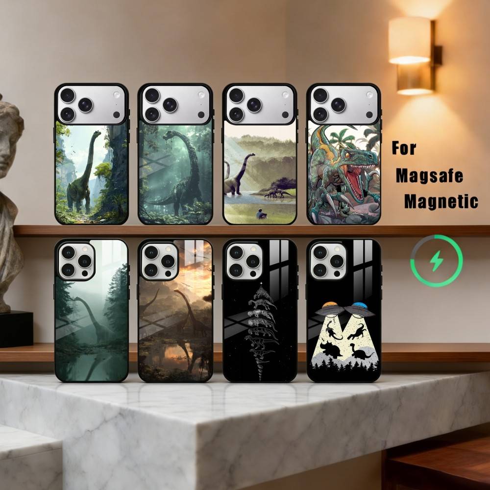 Крутой чехол для телефона с рисунком D-Динозавр для iPhone 17, 16, 15, 14, 13, 12, 11 Plus, Pro Max, магнитный, для беспроводной зарядки Magsafe