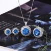 Jewelry Copper Bottom Gold-Plated Simulation Blue Spinel Round Temperament Light Luxury Suit Women 12-7Mm