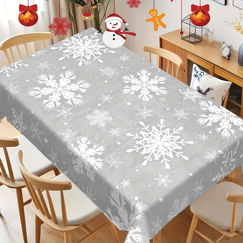 Зимняя серая скатерть с узором из снежинок для декора стола, зимний Рождественский праздничный стол, кухонный обеденный стол, рождественские украшения