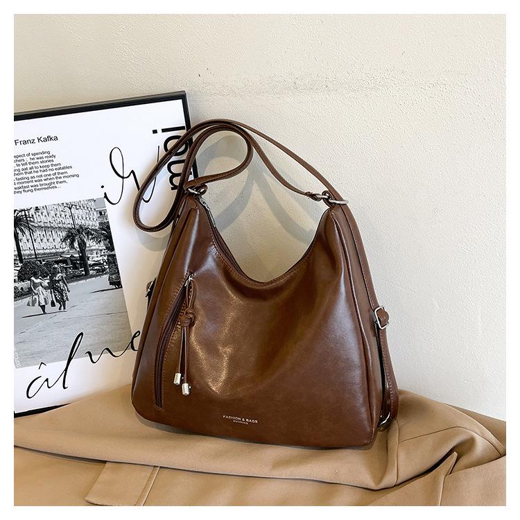 Женская весенняя ретро-сумка-тоут 2025: Простая вместительная сумка через плечо в корейском стиле
