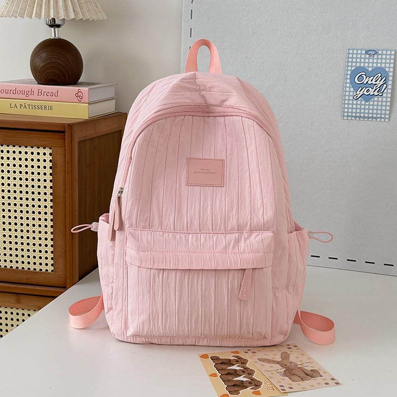 School Bag Junior High School Girls Large Capacity Solid Color Light Primary School Backpack High Value Girl Versatile Backpack