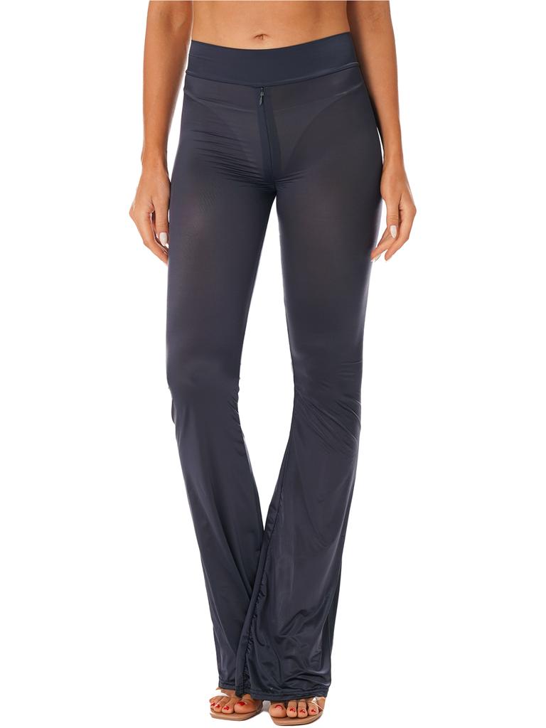 Женские полупрозрачные расклешенные брюки с высокой талией, широкие брюки-клеш, леггинсы для тренировок, занятий йогой, танцев, выступлений