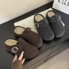 Thick-soled One-pedal Bag Head Half Slippers Women Wear Velvet New Cotton Slippers In Winter