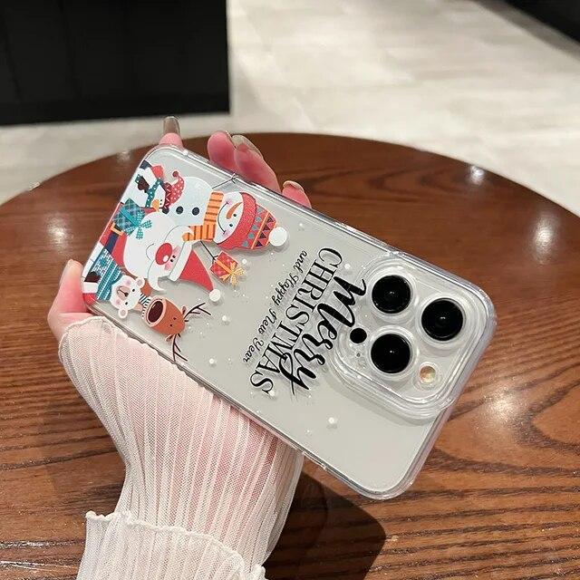 Прозрачный чехол для телефона из ТПУ в рождественский подарок для iPhone 15 Pro Max 14 13 12 11 «ангельские глазки 15» противоударный силиконовый мягкий чехол