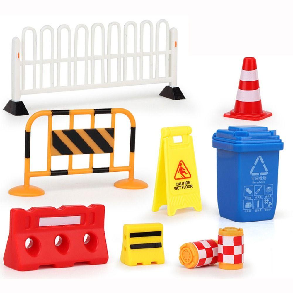 Early Teaching Kids Cognition Road Block Fences Road Signs Mini Traffic Cones Street Scene Model