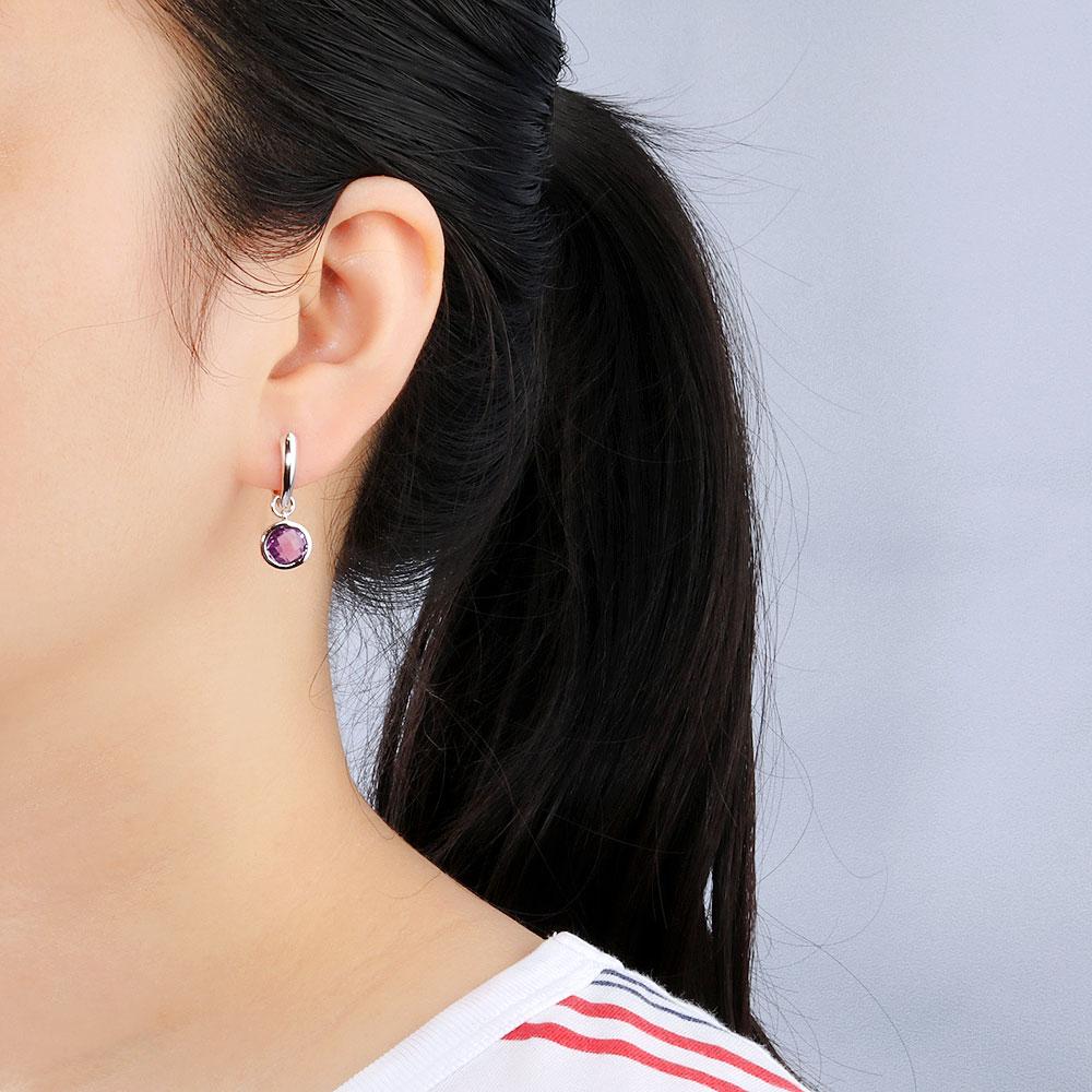 Серьги с аметистом в оправе, простой дизайн, огранка «бриолет», драгоценные камни, ювелирные изделия, комплект ювелирных изделий из серебра 925 пробы, ожерелье, серьги для женщин, подарки