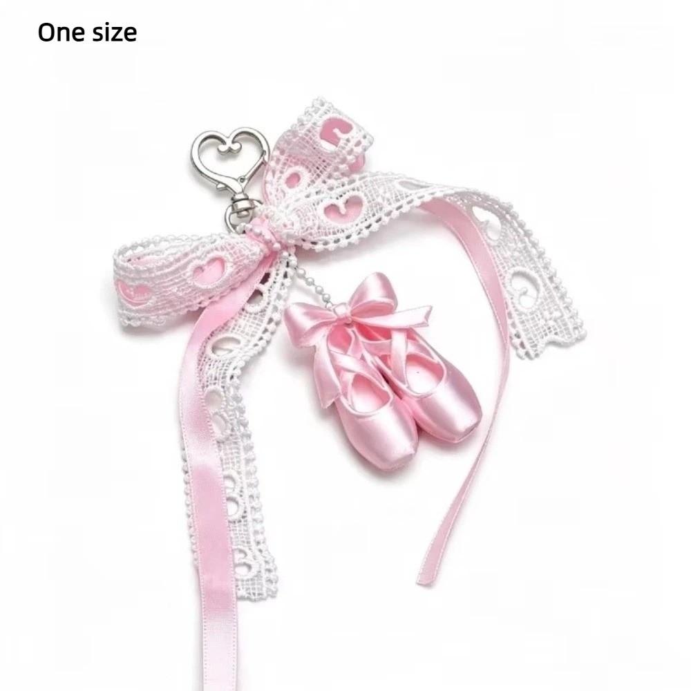 lace bowknot Ballet Shoes Keychain Backpack Decor Ballet Shoes Bow Keychain Women