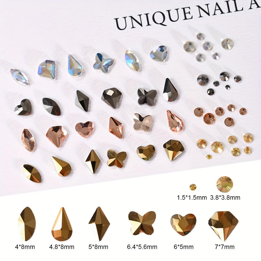 Разноцветные 3D стразы и шармы для дизайна ногтей в органайзере на 12 ячеек