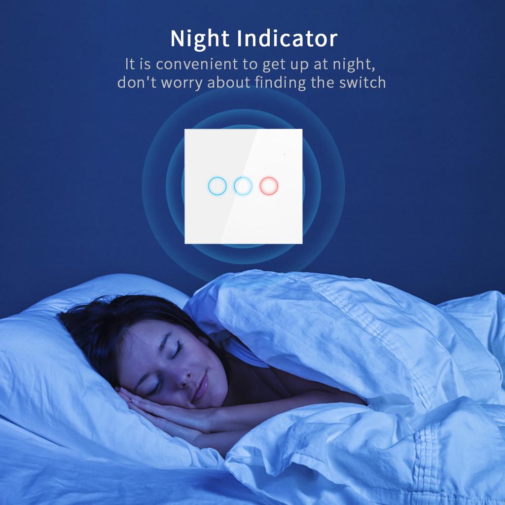 Touch Switch Power Led Panel Wall Light Switches Tempered Black White Crystal Glass Switch 1Gang 2Gang 3Gang Interruptor Inteligente AC100-250V