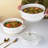 Ceramic Soup Bowl Phnom With Glass Cover Handle Salad Fruit Large Noodle Rice Food Pot Home Dessert Breakfast Oatmeal Tableware