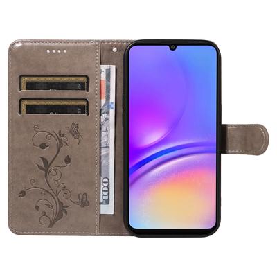 Для Samsung Galaxy A06 4G Чехлы из ПУ кожи с цветочным узором Кошелек Подставка Чехол для телефона с ремешком