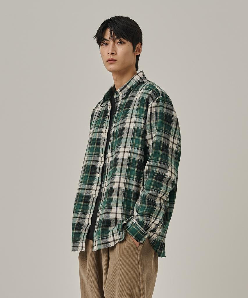 ANALOG MOOD Flannel Semi-Check Shirt (Green)