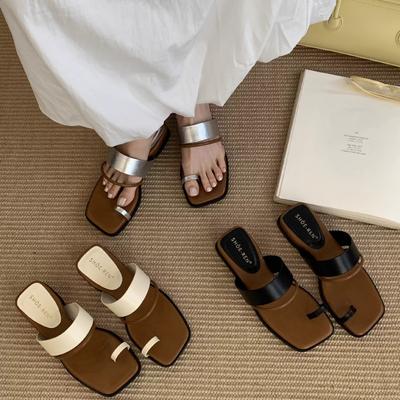 Французская мода туфли на танкетке, классные тапочки 2025 года, летние тапочки с мягкой подошвой, тапочки с толстым носком, женская летняя верхняя одежда