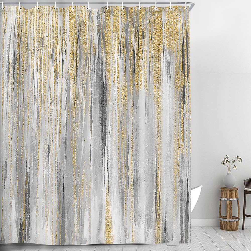 25Style Luxury Abstract Marbling Shower Curtains Geometric Stripes Drapes For Bathroom Accessories Set Bathtub Curtain With Hooks Waterproof