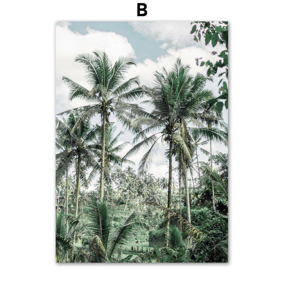 Тропические прибрежные джунгли листья кокосовой пальмы настенная живопись на холсте постеры на скандинавскую тему и принты настенные картины для гостиной