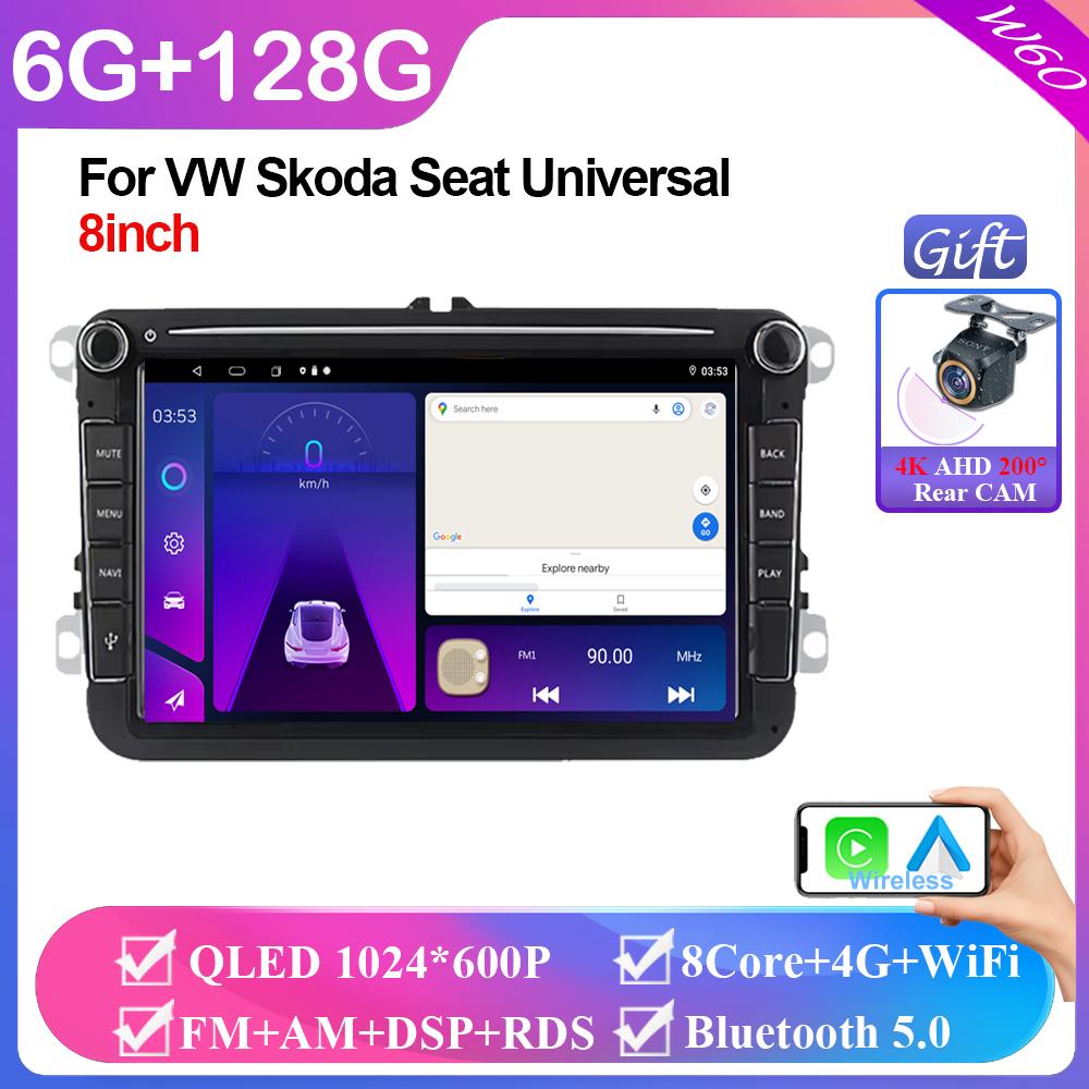 8" 2 Din Android All In One Car Radio Wireless CarPlay Auto для VW Passat Golf Polo Caddy Seat Leon Altea Skoda Fabia Octavia