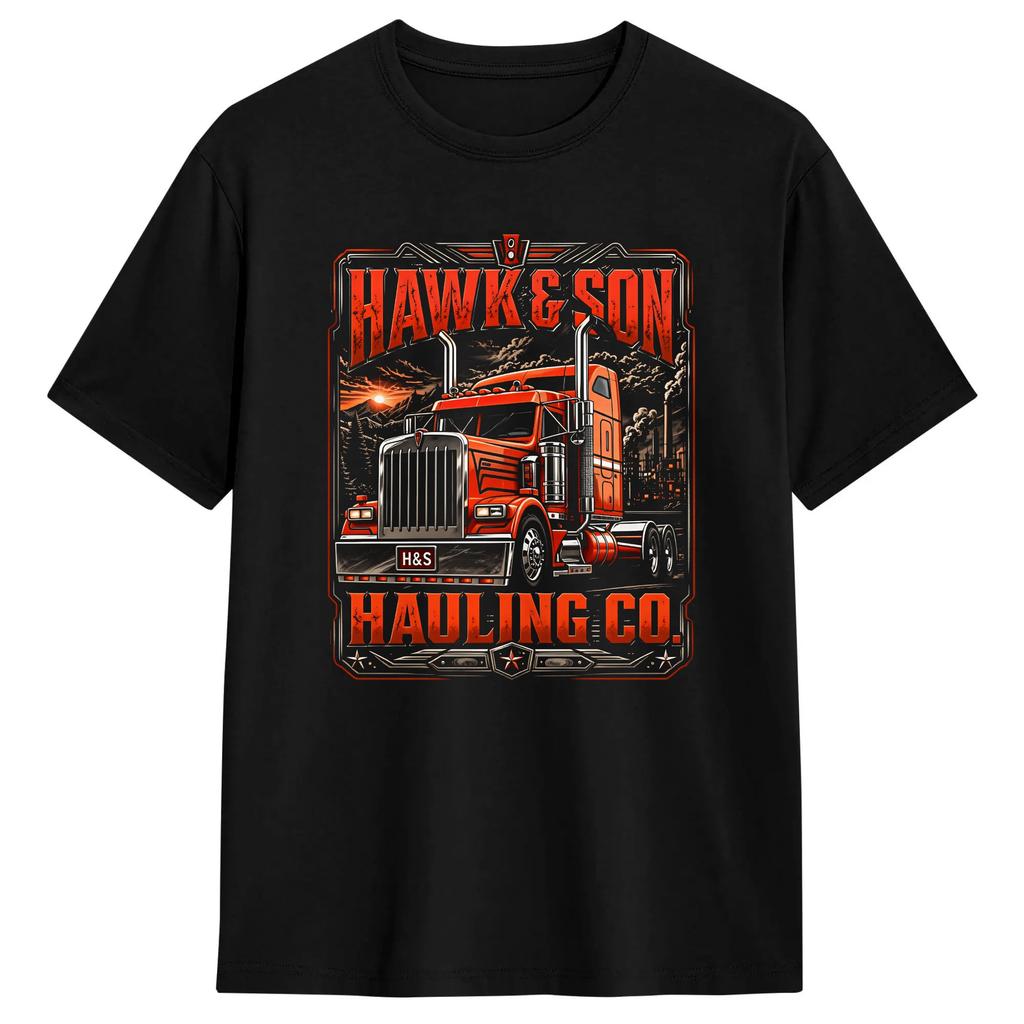 Harajuku T Shirt Hawk And Son Hauling Company Cotton Tshirts Novelty Tshirt For Unisexs Summer Y2k Classic Short Sleeve Top Tees