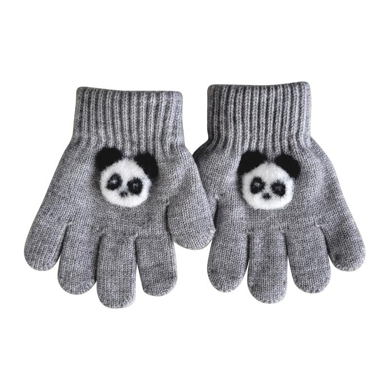 Перчатки детские 3-6 лет вязаные теплые мультипликационные супер милые перчатки с пятью пальцами осень-зима однотонные модные перчатки для девочек и мальчиков