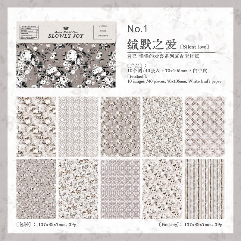 40 pcs Gauze Background Decor Scrapbook Vintage Materials Paper Combo Kit DIY Junk Journal Collage Photo Album Retro Stationery