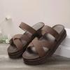 Summer Flat Women's Slippers Gladiator Beach Sandals Slides Cross Belt Platform Solid Colour Heeled Flip Flops Size 36-43