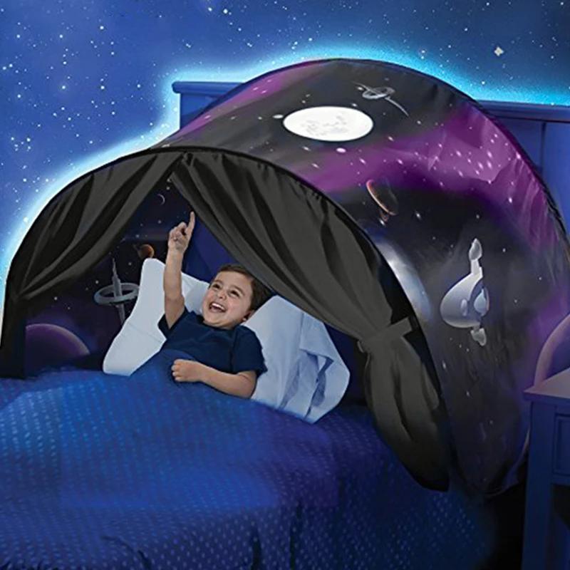 Funy Dream Tent for Kids Bed with Storage Pocket Foldable Kids Tent on Bed Mosquito Net Tent Gifts for toys