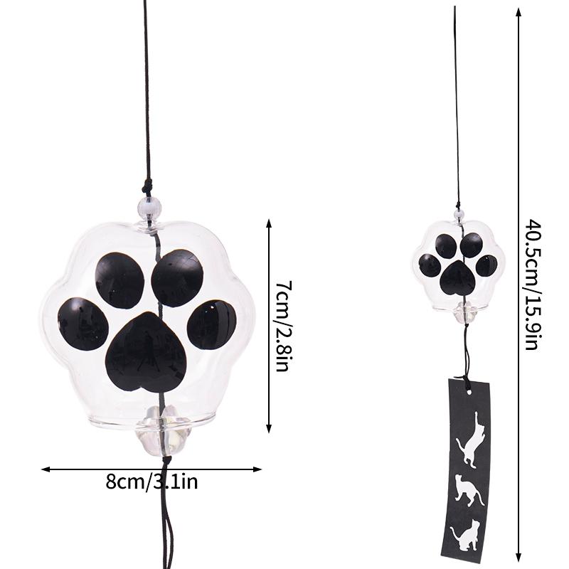 Cat Paw Wind Chimes Japanese Glass Wind Chime Home Garden Hanging Pendant Wall Hanging Decor Diy Gift for Guests Wind Bells
