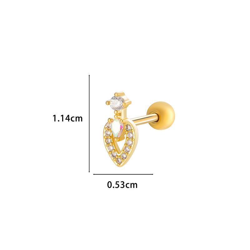 Хенсон Медь Цирконий Геометрические Серьги-цветы Нержавеющая сталь Пирсинг хряща Пусеты
