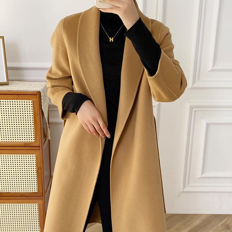 Женское пальто из 100% шерсти TIDENOVEL Осеннее шерстяное длинное пальто Ручной работы Пальто-бушлат Зимняя теплая шерстяная длинная куртка Пальто