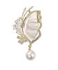 Zircon Natural Seashell Butterfly Flower Brooch Cubic Zirconia Diamond Pearl Cherry Blossom Corsage Stylish Chest Decoration for School Entrance