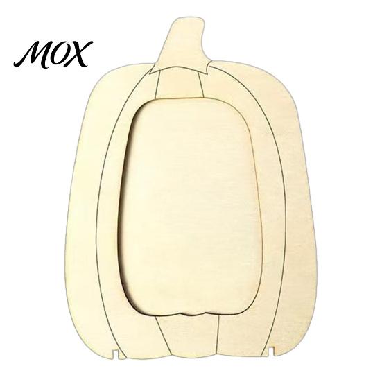 Holiday Party Decoration Wooden Pumpkin Photo Frame, Halloween Thanksgiving DIY Paintable Craft for Kids, Blank Handmade Holder Wood Picture