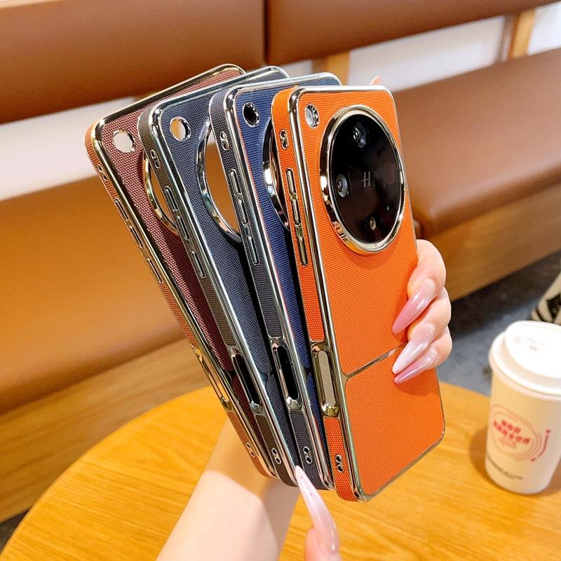 Роскошный гальванизированный чехол из плетеной кожи для OPPO Find X8 Ultra/X8 Pro/X8 X8s+ со встроенным магнитом, модная боковая крышка высокого класса