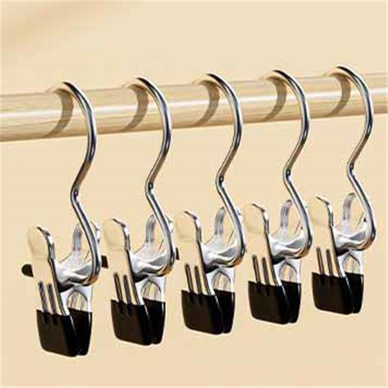 30pcs Stainless Steel Clothespins with Hooks Pants Rack Portable Hanging Closet Clothes Hanger Laundry Travel Home Supplies
