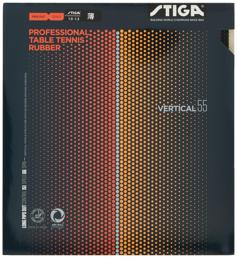 STIGA Table Tennis Vertical 1710550113 Rubber, Grain-High Rubber, 55, Black, Thin,