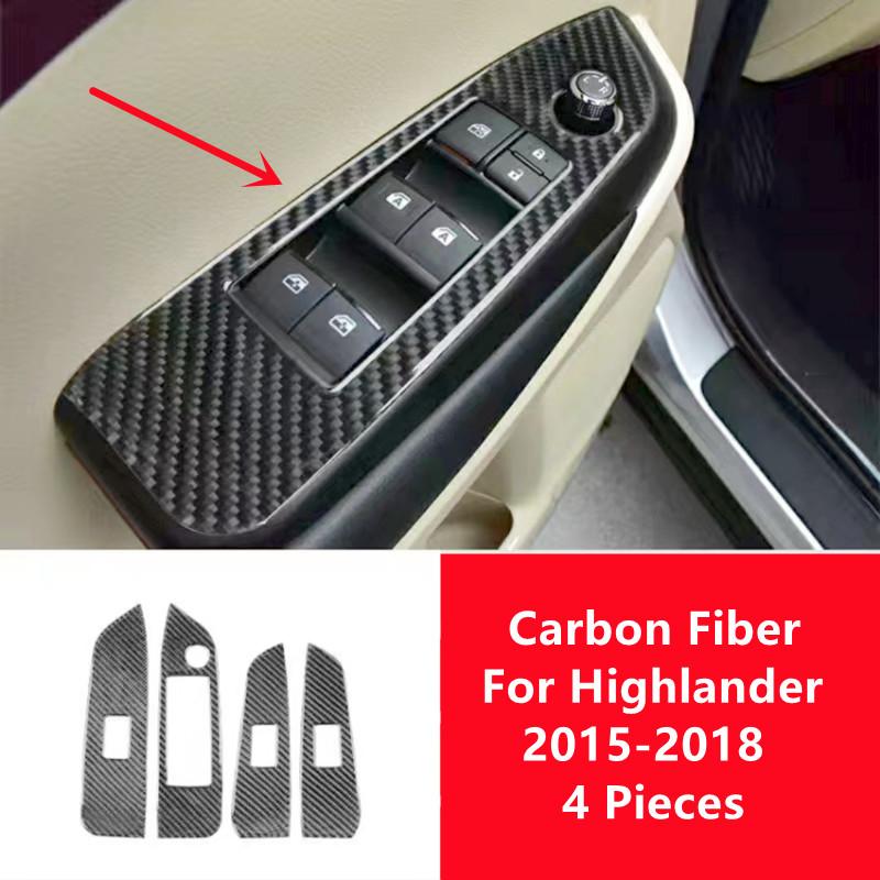 Углеродное волокно автомобиля внутренняя дверная чаша крышка окна панель управления отделка полоски наклейки для салона автомобиля Toyota Highlander