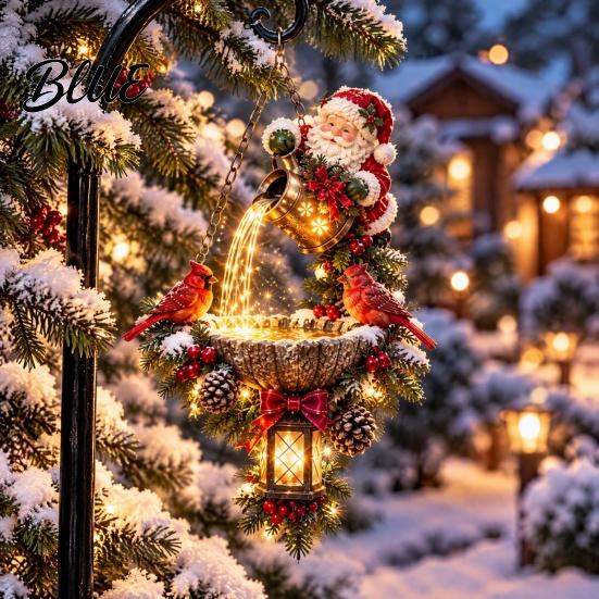 Dreamy Winter Party Ornament Christmas Garden Lantern Magic Pouring Light Hanging Ornament LED Warm Reusable Decor Glow Lighted Santa Snowman