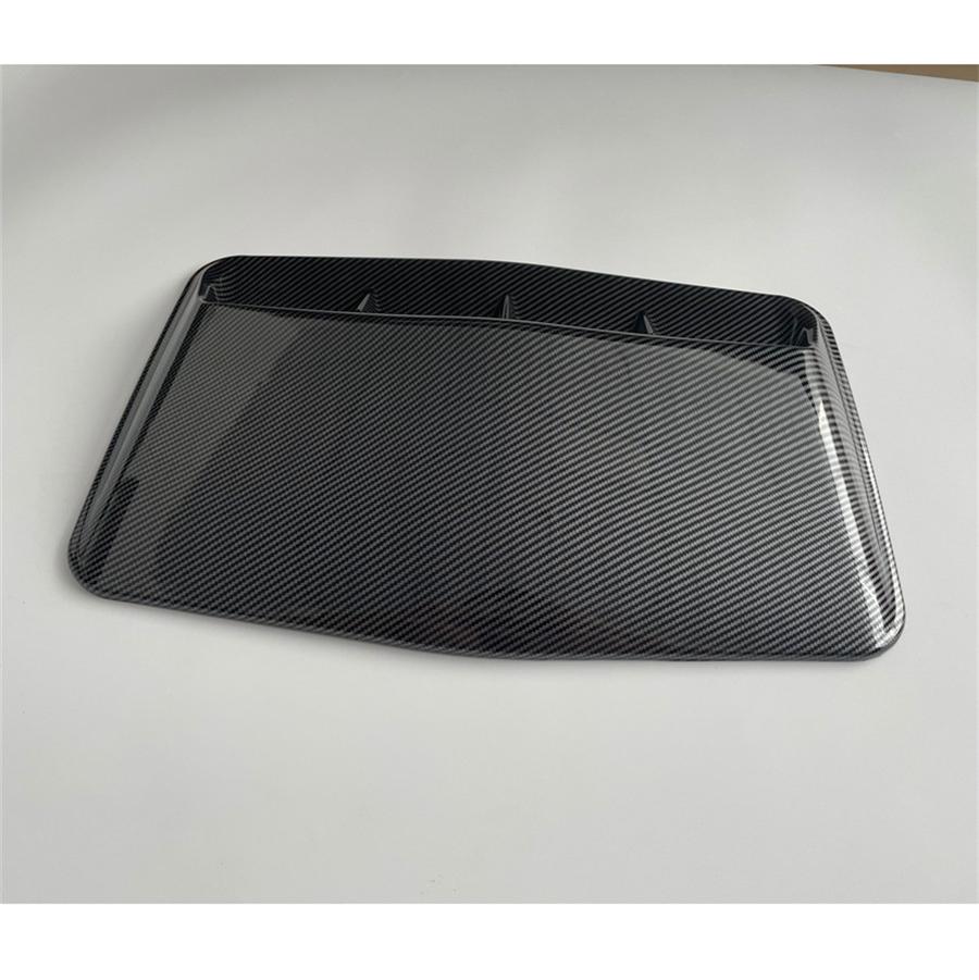 Carbon Fiber Look ABS Car Air Flow Intake Hood Shark Fins Scoop Vent Bonnet Decorative Cover Universal