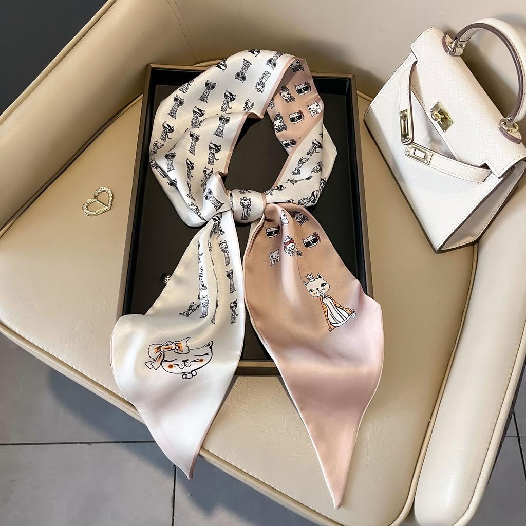 Luxury Summer Silk Shawl Square Scarf for Women Satin Hijab Fashion Wraps Neckerchief Female Hair Bands Ribbon Headband Bandana