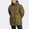 Adidas Sports Lifestyle Series Simple Hooded Zipper Pocket Warm Parka Drop Shoulder Long Sleeve Down Jacket Men Outerwear Dark-Olive-Green HK6664