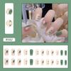 Blue-Green Gradient Thin Line Short White Fake Nails Nail Nail Patch Jelly Glue Patch