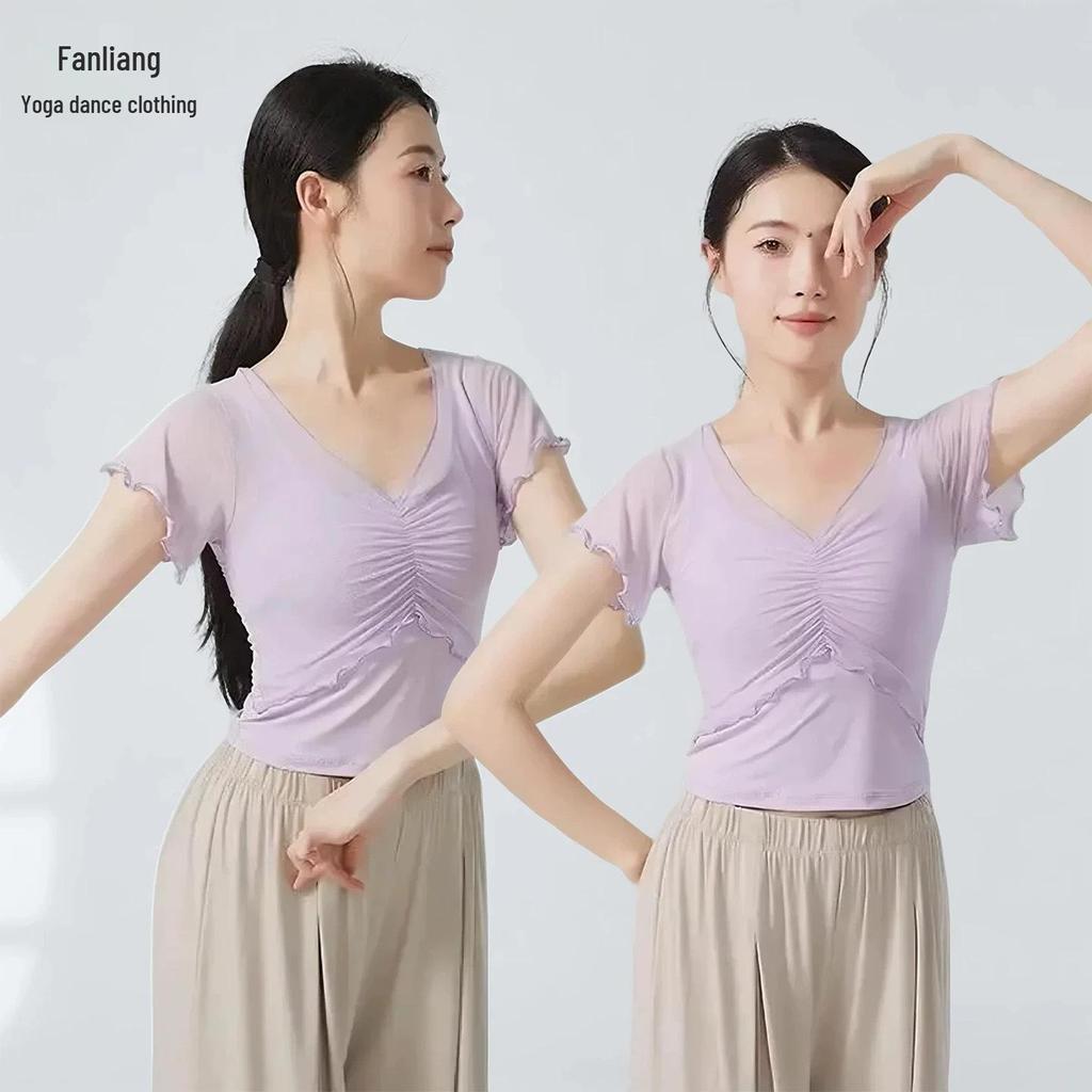 Женский топ с коротким рукавом для современного танца