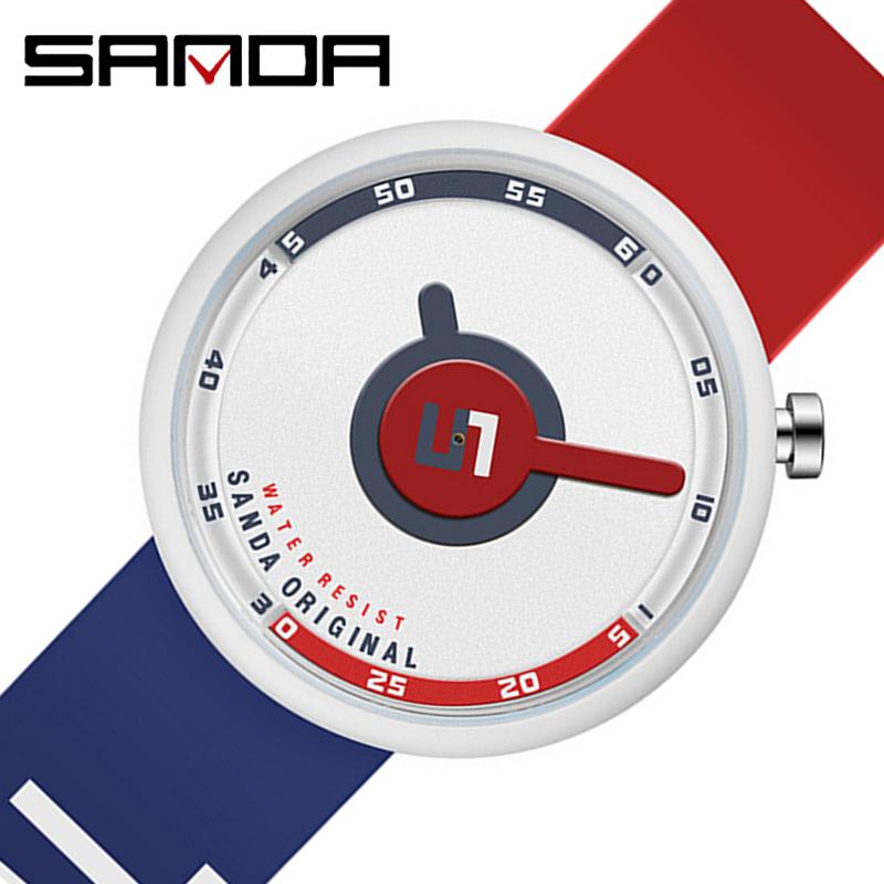 SANDA Силиконовый ремень, трендовые мужские и женские студенческие часы, простые индивидуальные водонепроницаемые часы